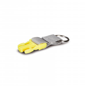 PAX Ersatz Schlüsselclip liegend in der Farbe grau. Die Steckschnalle ist gelb.