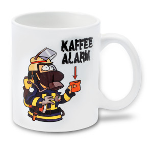MEDI-LEARN Cartoon-Tasse Kaffeealarm Firefighter (Feuerwehrmann)