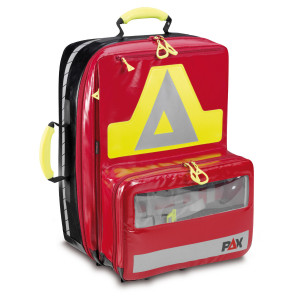 PAX Notfallrucksack Wasserkuppe L - AED Frontansicht rot Material PAX Tec