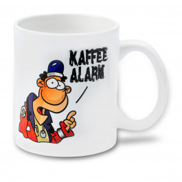 Cartoon-Tasse Kaffeealarm Retter