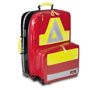 PAX emergency backpack Wasserkuppe L-FT Material PAX tarpaulin color red. Front view.