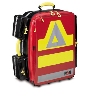 PAX emergency backpack Wasserkuppe L-ST, front view. Material PAX-Tec, color red.