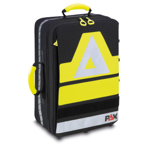 PAX emergency backpack door opening, front view, colour black, material PAX Dura