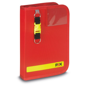 PAX logbook DIN A5 high, color red, material PAX-Plan, front view. 