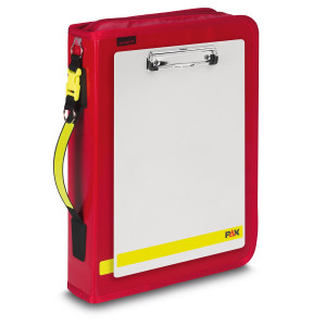 PAX Logbook Multi Organizer in the color red from PAX-Plane. Front view with clipboard