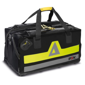 PAX emergency bag GP. Front view of the closed emergency bag in the colour black 